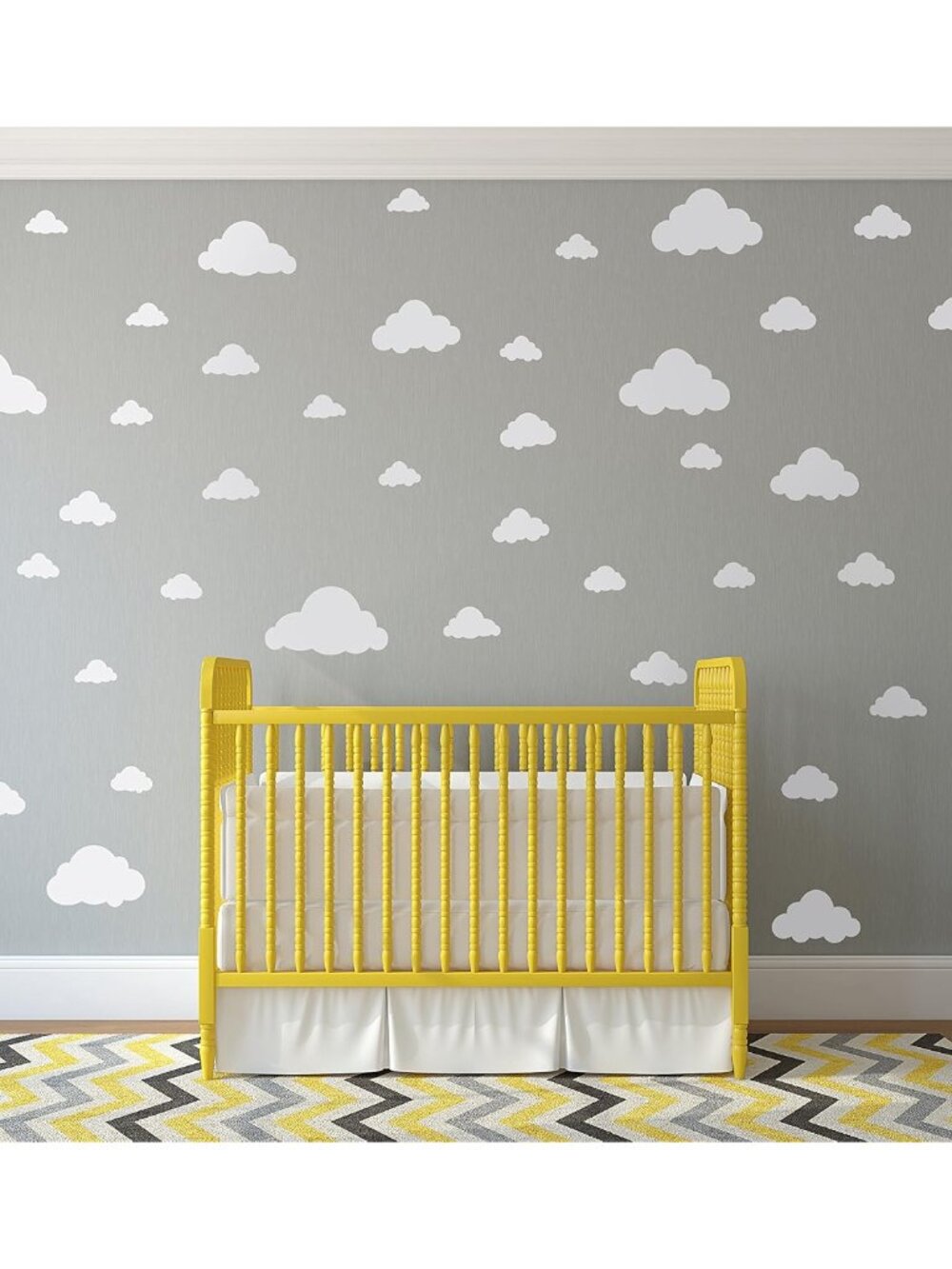 White Clouds Sky Wall Decals - Easy Peel + Stick 50 Clouds Pack - Kids Playroom